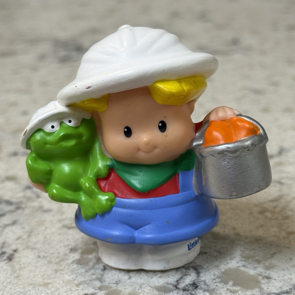 Fisher Price Little People Eddie Boy Zookeeper Safari Frog Blonde Hair 2007 2011